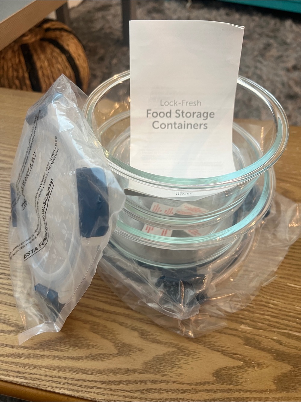 Princess House Clear Glass Mixing and Prep Bowls Set. 3 bowls and 3 lids.
